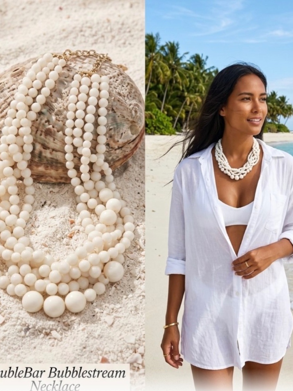Baublebar Bubblestream Cream Chunky Vacation Resort Bib Statement Necklace